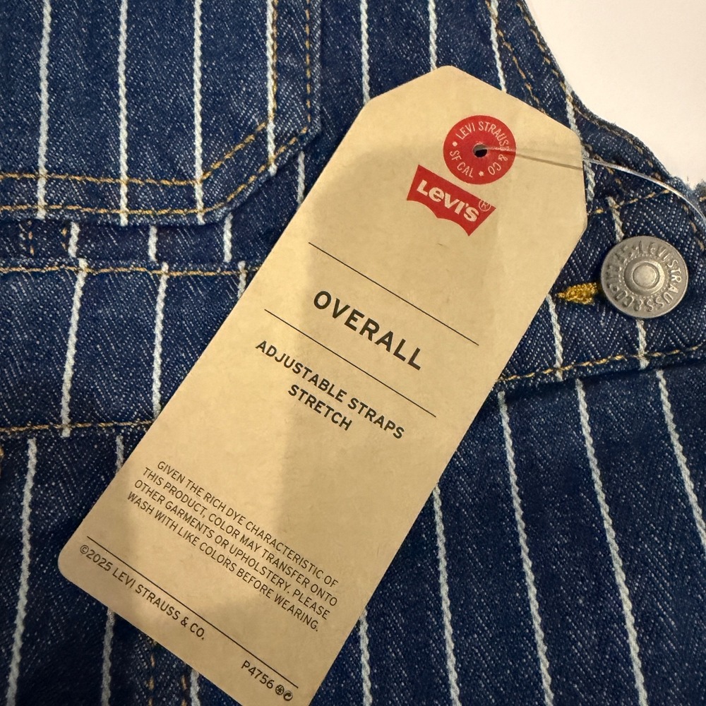 Levi's Baby Conductor Stripe Denim Overalls 12M NWT‎ Choo Choo Train - Picture 6 of 7